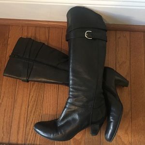 ECCO tall boots, low heel, with buckle detailing